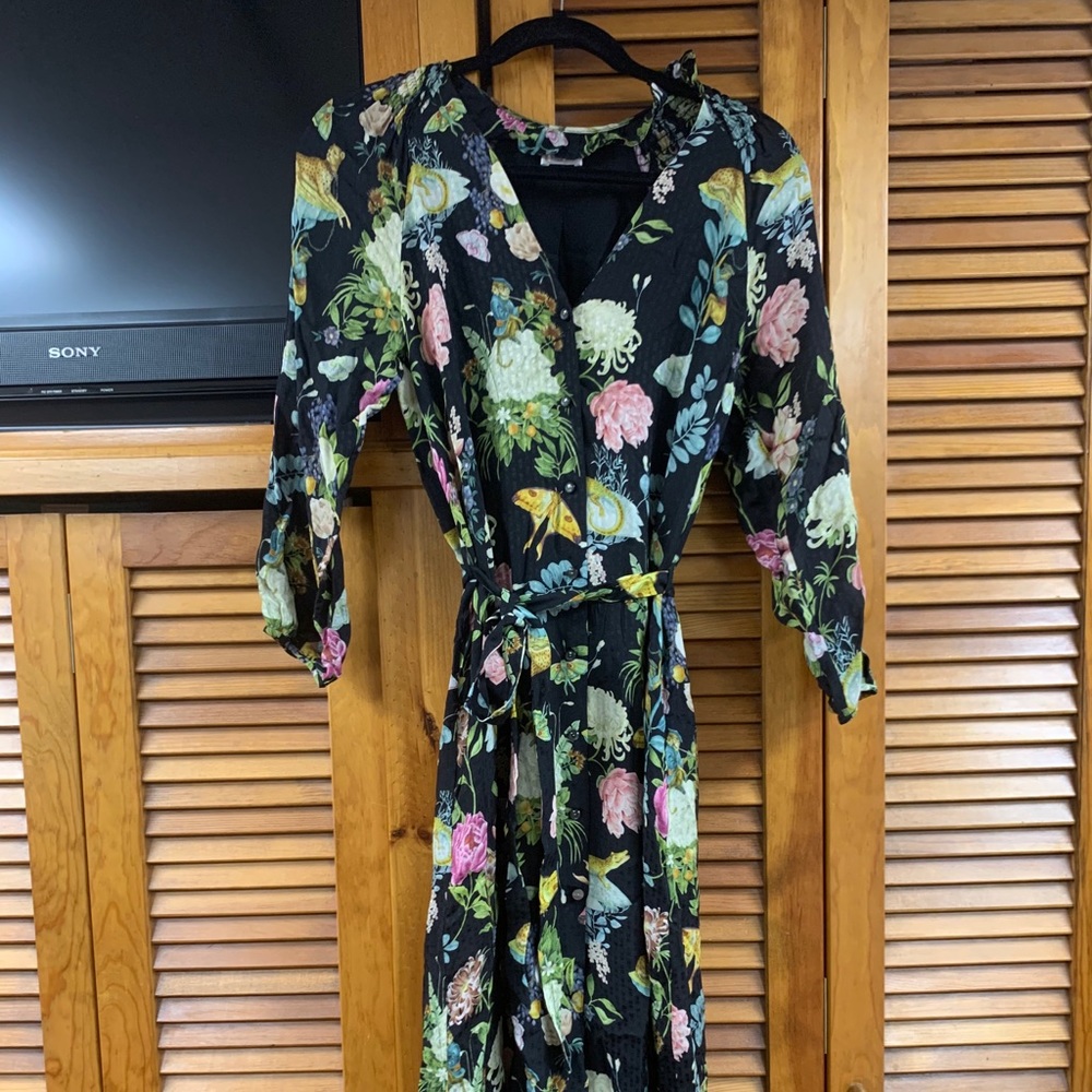 Vilshenko Black Floral Maxi Dress